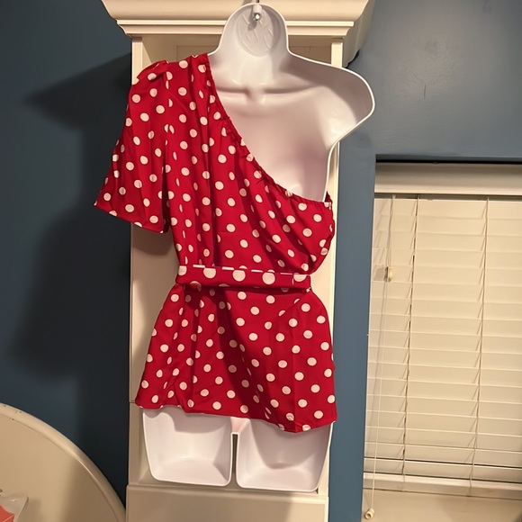 Red and white polkadot blouse - Picture 2 of 2